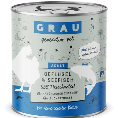 Sparpaket GRAU Adult Getreidefrei 12 x 800 g Geflügel & Seefisch