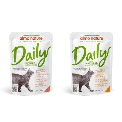 Lot Almo Nature Daily 12 x 70 g pour chat - lot mixte 1 (2 saveurs)