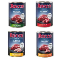 Rocco Classic 24 x 400 g Alimento umido per cani - Mix 1: Pollo, Selvaggina, Cuori di Pollo, Manzo Puro