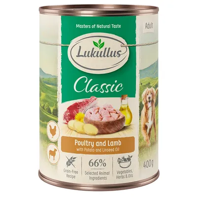 Lukullus Natural, 1 x 400 g - Drób i jagnięcina (bez zbóż)