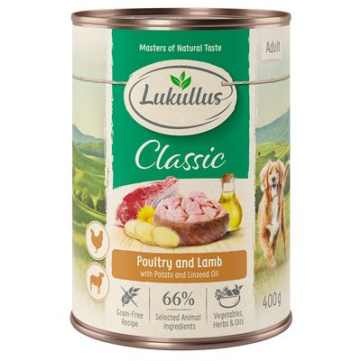 Lukullus Natural, 1 x 400 g Drób i jagnięcina (bez zbóż)