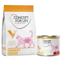 Kombi-Paket: Concept for Life Veterinary Diet Urinary - 350 g Trockenfutter + 6 x 200 g Rind