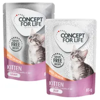 Gemischtes Sparpaket Concept for Life getreidefrei Gelee & Soße 24 x 85 g - Kitten Lachs - in Soße und Gelee