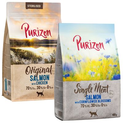 Probiermix Purizon 2 x 400 g Sterilised Lachs mit Huhn + Single Meat Lachs