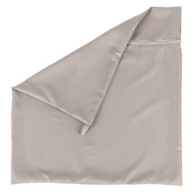 Amaca grigia con quattro ventose trasparenti e cavi in filo metallico per il fissaggio su superfici lisce.