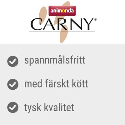 animonda CARNY. Spannmålsfritt, med färskt kött, tysk kvalitet.