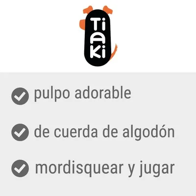 Tiaki. Pulpo adorable, de cuerda de algodón, mordisquear y jugar.