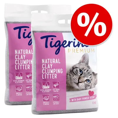 Økonomipakke: Tigerino Premium kattesand 2 x 12 kg
