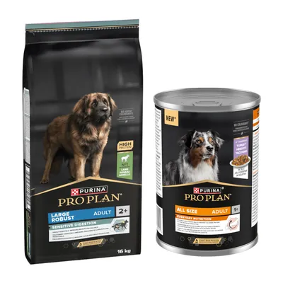 PURINA PRO PLAN 16 kg + All Size Adult Everyday Nutrition in Jelly 12 x 400 g gratis! - Large Adult Robust Lamm & Reis Sensitive Digestion + Truthahn