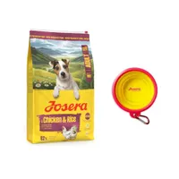 Josera: karma sucha dla psa + Miska podróżna silikonowa, żółta gratis! - Mini Adult, kurczak i ryż, 3 kg
