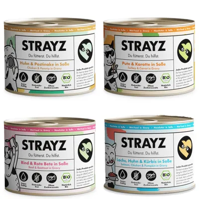 STRAYZ BIO våtfoder för katter 8 x 200 g - BIO provpack (4 sorter) STRAYZ BIO våtfoder för katter 8 x 200 g - BIO provpack (4 sorter)