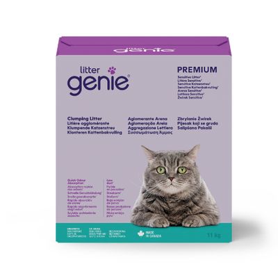 litter genie PREMIUM klumpande kattströ, Sensitive Litter, snabb luktbindning, dammfattig, 11 kg, tillverkad i Kanada