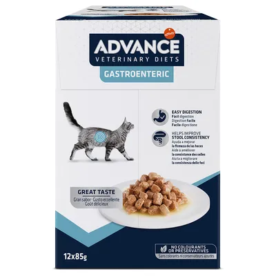 Advance Veterinary Diets Gastroenteric krmivo pro kočky, snadno stravitelné, zlepšuje konzistenci stolice, bez barviv a konzervantů, balení 12x85g.