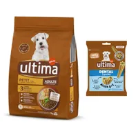  Croquettes Ultima Mini pour chien 1,35 à 7 kg + Friandises Dental Sticks Mini 90 g offertes ! - Adult poulet (7kg)
