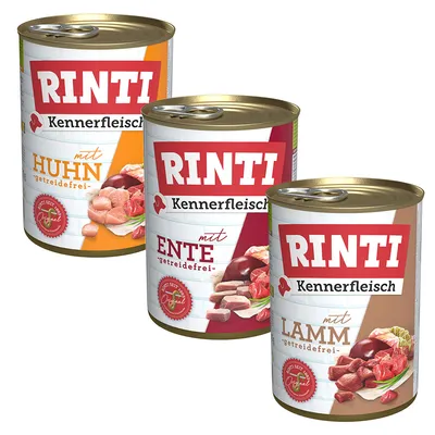 RINTI v mešanem poskusnem pakiranju 6 x 400 g - Mix: piščanec, jagnjetina, raca 