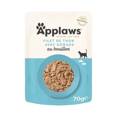 Applaws Cat Natural in Brühe 12 x 70 g - Thunfisch mit Dorade