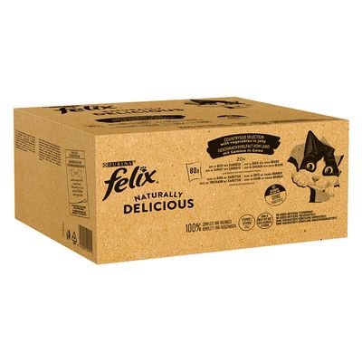 Mégapack Felix Naturally Delicious 80 x 80 g pour chat saveurs de la campagne