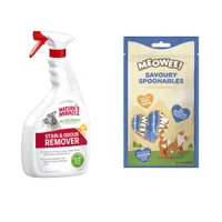 Nature's Miracle Cat Stain and Odour Remover + Meowee Cat Treats Free! * - Stain & Odour Remover (946ml) + Savoury Spoonables Tuna (8 x 14g)