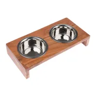 Porte-gamelle Modern Living Nellore en bois, écuelles incluses  - 2 x 400 ml, Ø 13 cm