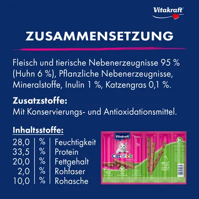 Friandises Vitakraft Cat Stick Healthy pour chat - plie & oméga 3 (24 x 6 g)