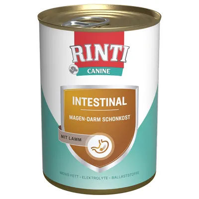 Rinti Canine Intestinal Magen-Darm Schonkost mit Lamm. Wenig Fett, Elektrolyte, Ballaststoffe.