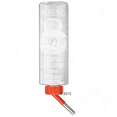 CLASSIC Crystal De-Luxe Large Drinking Bottle, 600 ml, anti-roest roestvrij staal, knaagbestendige tuit. Geschikt voor konijnen, cavia’s, fretten, duiven en andere kleine dieren.