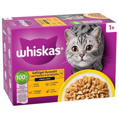 Multipakke Whiskas 1+ Adult porsjonspose 12 x 85 g