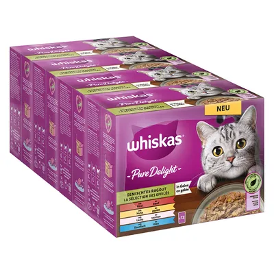Jumbopack Whiskas Pure Delight Portionsbeutel 144 x 85 g - Gemischtes Ragout in Gelee