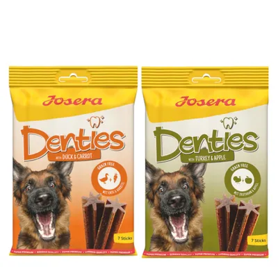 Kombi-Paket Josera Denties Snacks 12 x 180 g - 6 x Ente & Karotte + 6 x Truthahn & Apfel