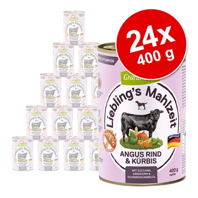 Liebling's Mahlzeit Angus Rind & Kürbis, 24x 400g Dosen. Mit Zucchini, Sanddorn und Schwarzkümmelöl. Made in Germany.
