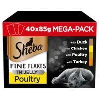 Sheba Pouches Fine Flakes in Jelly - Poultry Selection in Jelly (40 x 85g)