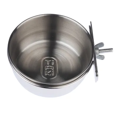 Bol metalic cu suport și șurub, marca Taki, potrivit pentru fixare pe cuști sau grilaje.