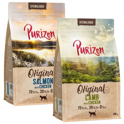 Probiermix Purizon 2 x 400 g Sterilised Mix: Lachs mit Huhn + Lamm mit Huhn