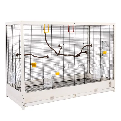 TIAKI Cage en bois pour oiseaux Robin XXL - L 113,4 x l 53 x H 81,7 cm