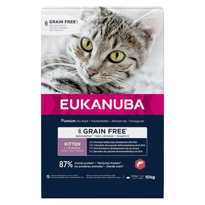 Eukanuba Kitten bez obilnín bohaté na lososa výhodné balenie: 2 x 10 kg