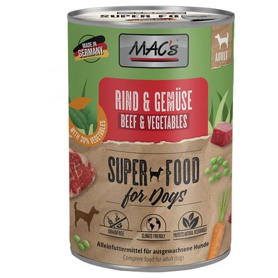 MAC's Nassfutter für Hunde 6 x 400 g Rind & Gemüse