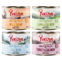 Purizon Original, 24 x 200 g, bez zbóż - Pakiet mieszany (6x dzik, 6x łosoś, 6x jagnięcina, 6x indykiem)