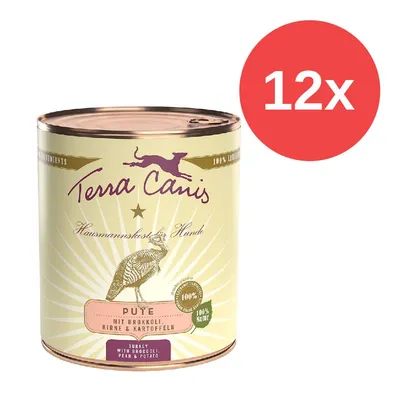 Terra Canis Hausmannskost für Hunde, Pute mit Brokkoli, Birne & Kartoffeln, 100% Natur, 12x Dose.