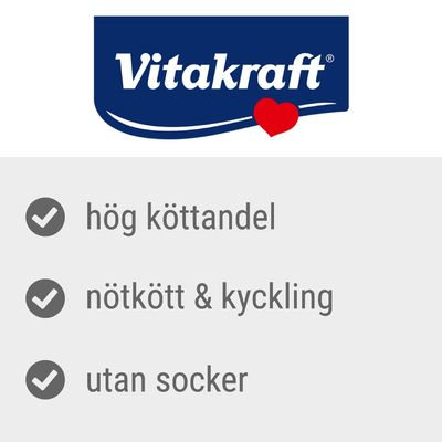Vitakraft. hög köttandel, nötkött & kyckling, utan socker