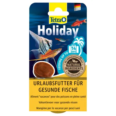 Tetra Holiday prázdninové krmivo pro zdravé ryby, krmení až na 14 dní, s přírodními ingrediencemi, bez konzervačních látek a barviv, vyrobeno v Německu. Tetra Holiday prázdninové krmivo pro zdravé ryby, krmení až na 14 dní, s přírodními ingrediencemi, bez konzervačních látek a barviv, vyrobeno v Německu.