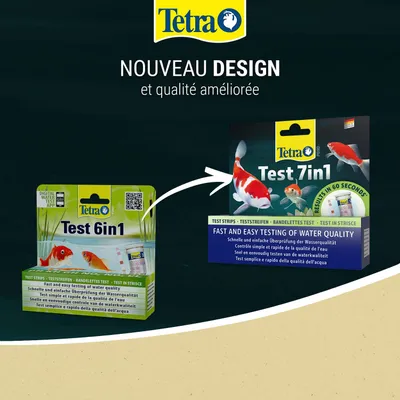 Tetra Test 6en1 et nouveau design Tetra Test 7en1, contrôle rapide et facile de la qualité de l'eau, résultats en 60 secondes.