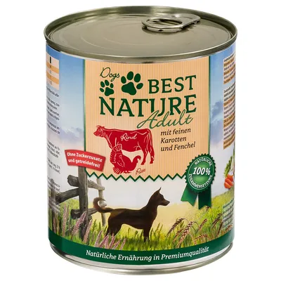  Sparpaket Best Nature Dog Adult 12 x 800 g - Pute, Rind & Karotten