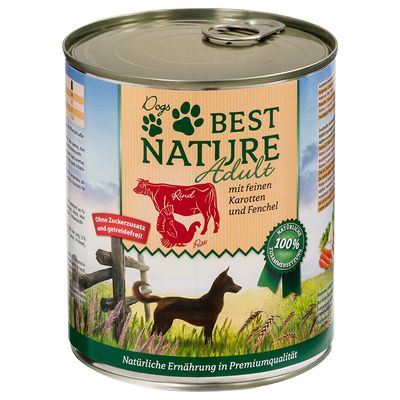 Sparpaket Best Nature Dog Adult 12 x 800 g Pute, Rind & Karotten