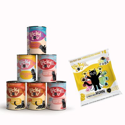 Lucky Lou Adult 6 x 400 g latas + 50 g pienso Adult Ave y pollo ¡gratis!
