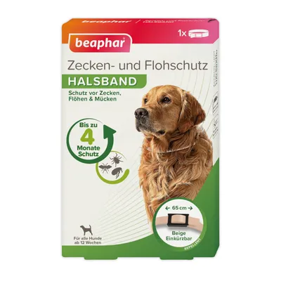 beaphar Zecken- & Flohschutz-Halsband für Hunde, beige - ca. 65 cm Halsumfang