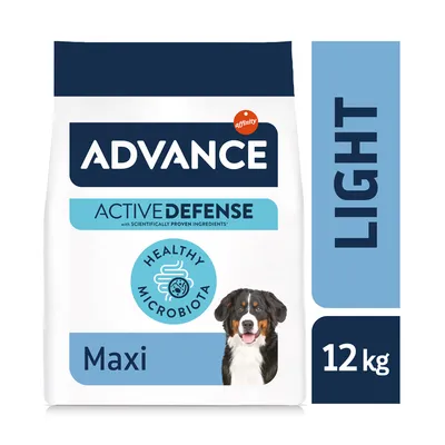 Advance Active Defense Maxi Light Hundefutter, 12 kg, mit Healthy Microbiota und wissenschaftlich bewährten Zutaten.
