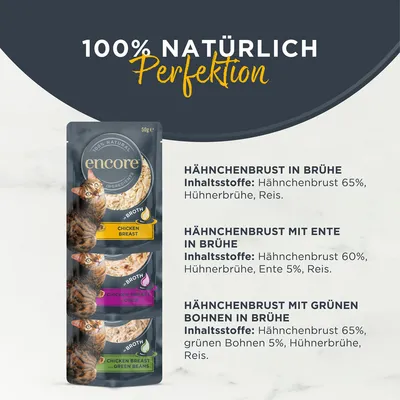 Encore en bouillon 5 x 50 g sachets pour chat - sélection au poulet (3 saveurs)