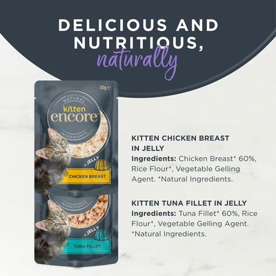 Encore Kitten Jelly Pouch Saver Pack 20 x 50g - Finest Selection (2 Varieties)