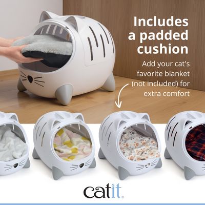 Kattkoja från catit med vadderad kudde. Observera: Din katts favoritfilt kan läggas till för extra komfort (ingår ej).