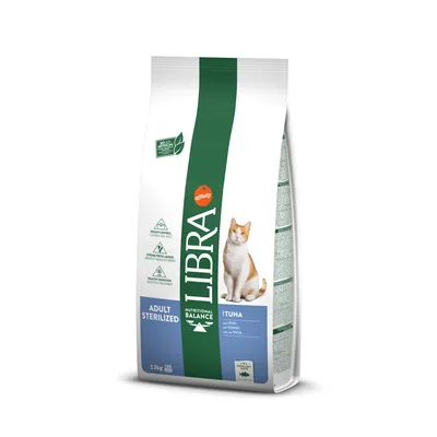 Libra Adult Sterilized aliment pour chats au thon, 1,2 kg. Marque Affinity. Contrôle du poids, dents et os solides, digestion saine. Sans additifs artificiels. Libra Adult Sterilized aliment pour chats au thon, 1,2 kg. Marque Affinity. Contrôle du poids, dents et os solides, digestion saine. Sans additifs artificiels.